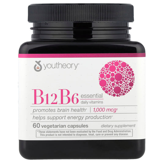 Youtheory, B12 B6 Essential Daily Vitamins, 60 Vegetarian Capsules - Image 1