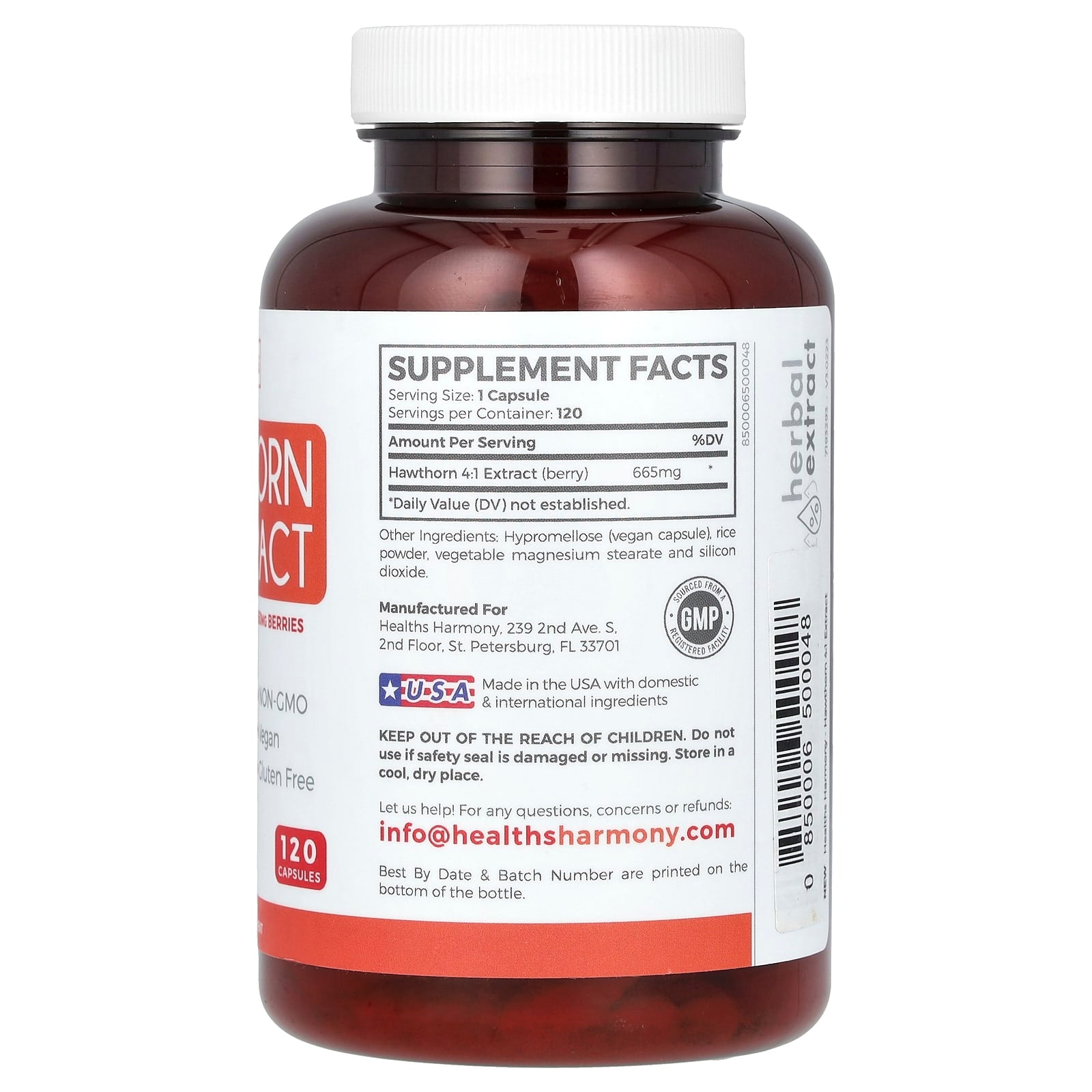 Hawthorn Berry Supplement for Heart Health - 120 Capsules - Image 2