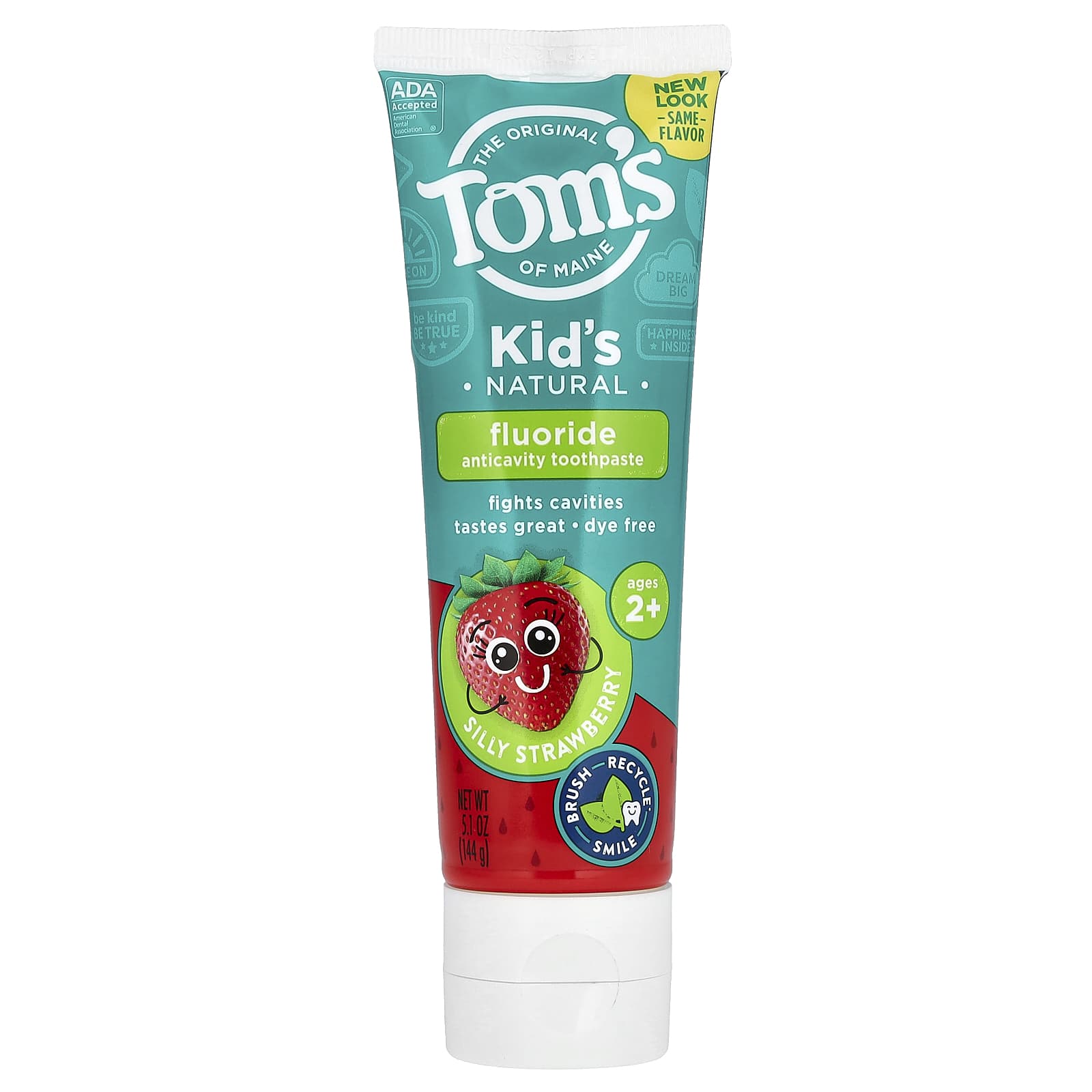 Tom's of Maine, Kid's Natural Fluoride Anticavity Toothpaste, Ages 2+, Silly Strawberry, 5.1 oz (144 g) - Image 1