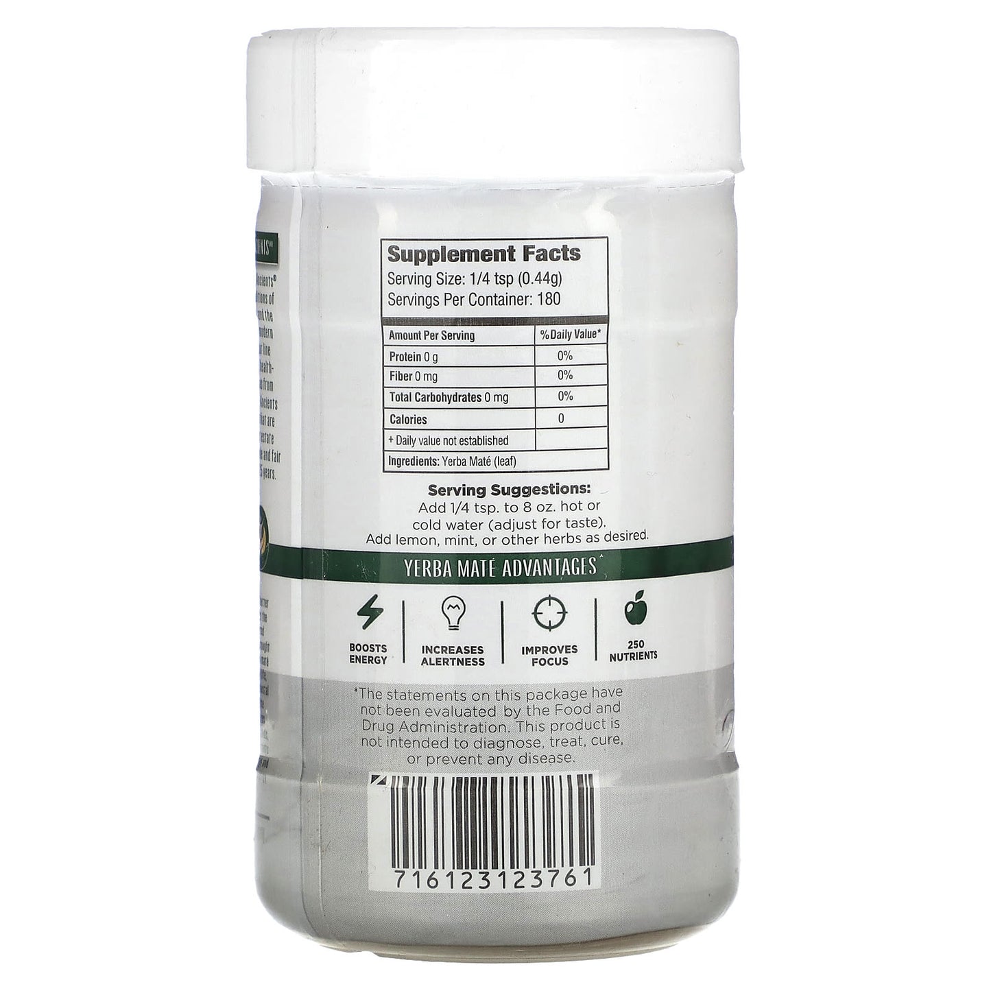 Wisdom Of The Ancient, Yerba Mate Plain, Instant Herbal Tea, Unsweetened, 2.82 oz (79.9 g) - Image 2