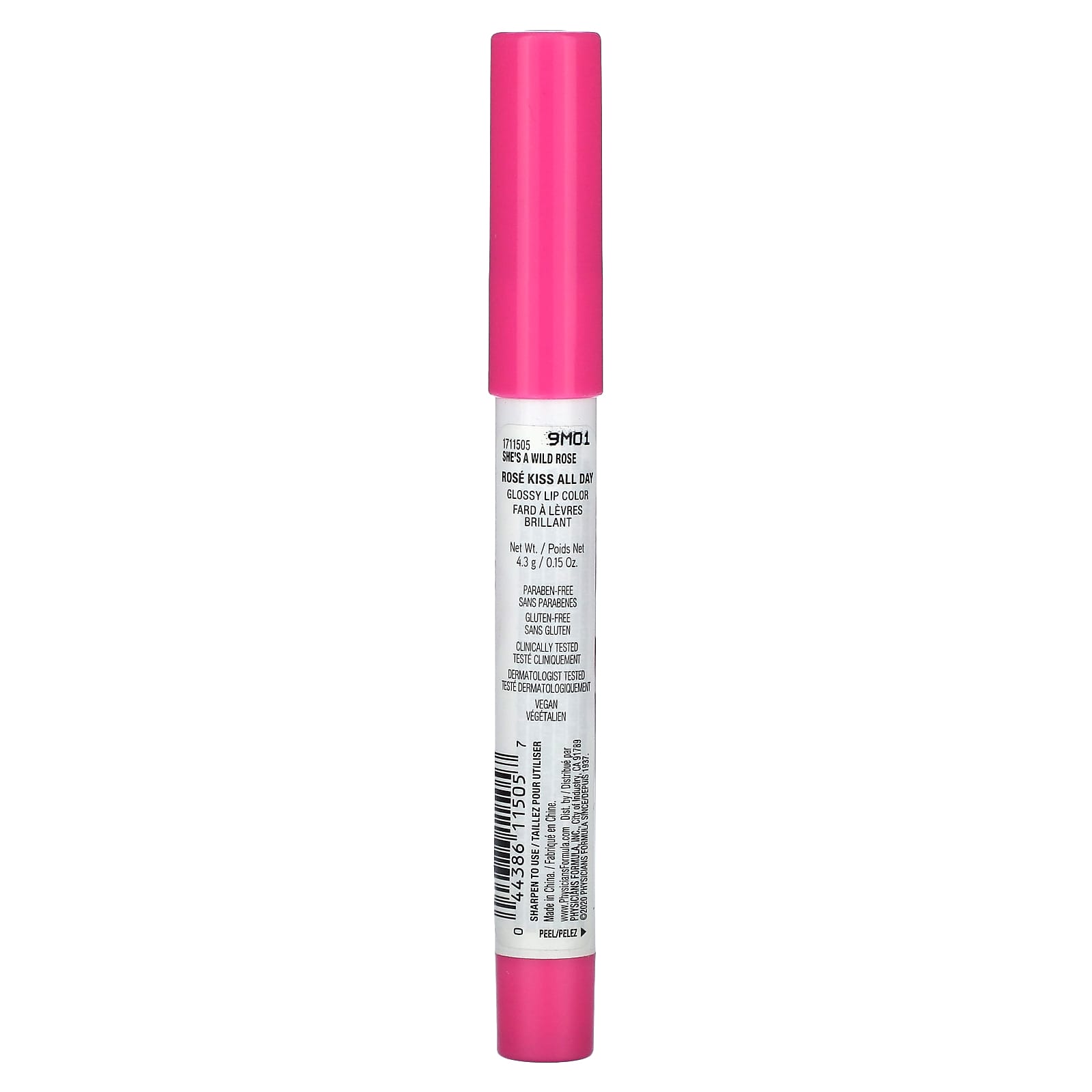 Physicians Formula, Rosé Kiss All Day, Glossy Lip Color,  1711505 She's A Wild Rose, 0.15 oz (4.3 g) - Image 2