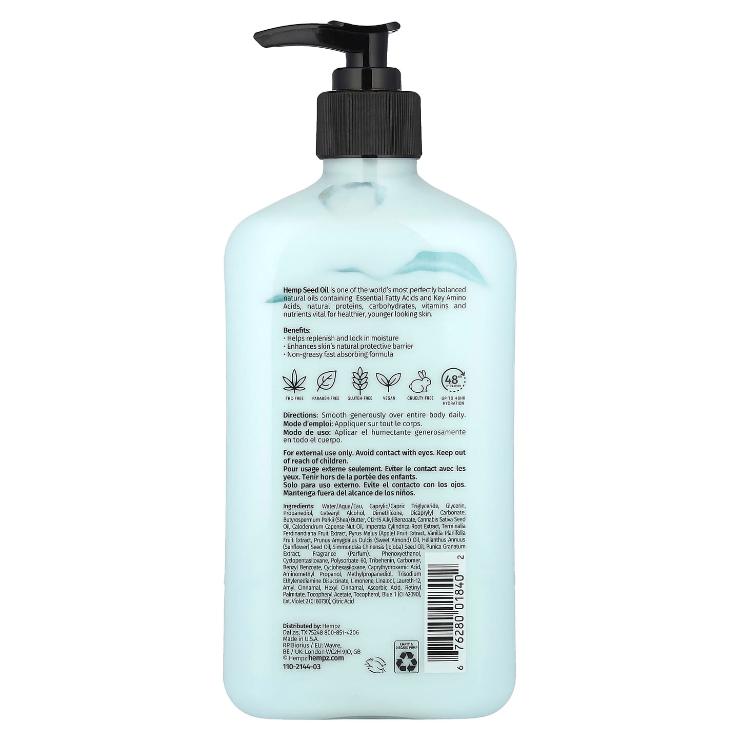 Hempz Triple Moisture Herbal Whipped Body Creme, 17 fl oz - Natural Skin Moisturizer - Image 2