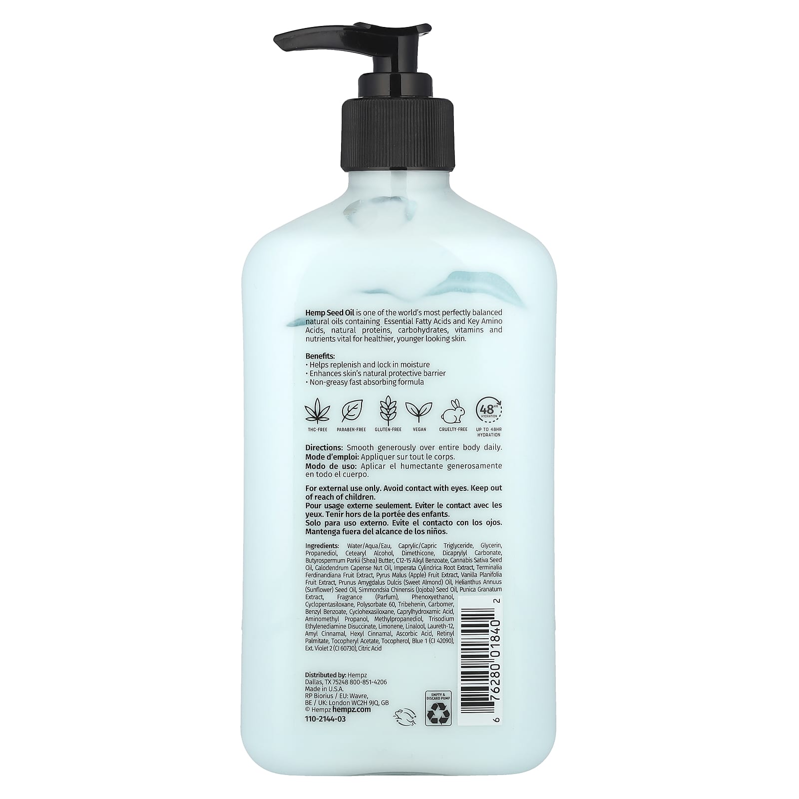 Hempz Triple Moisture Herbal Whipped Body Creme, 17 fl oz - Natural Skin Moisturizer - Image 2