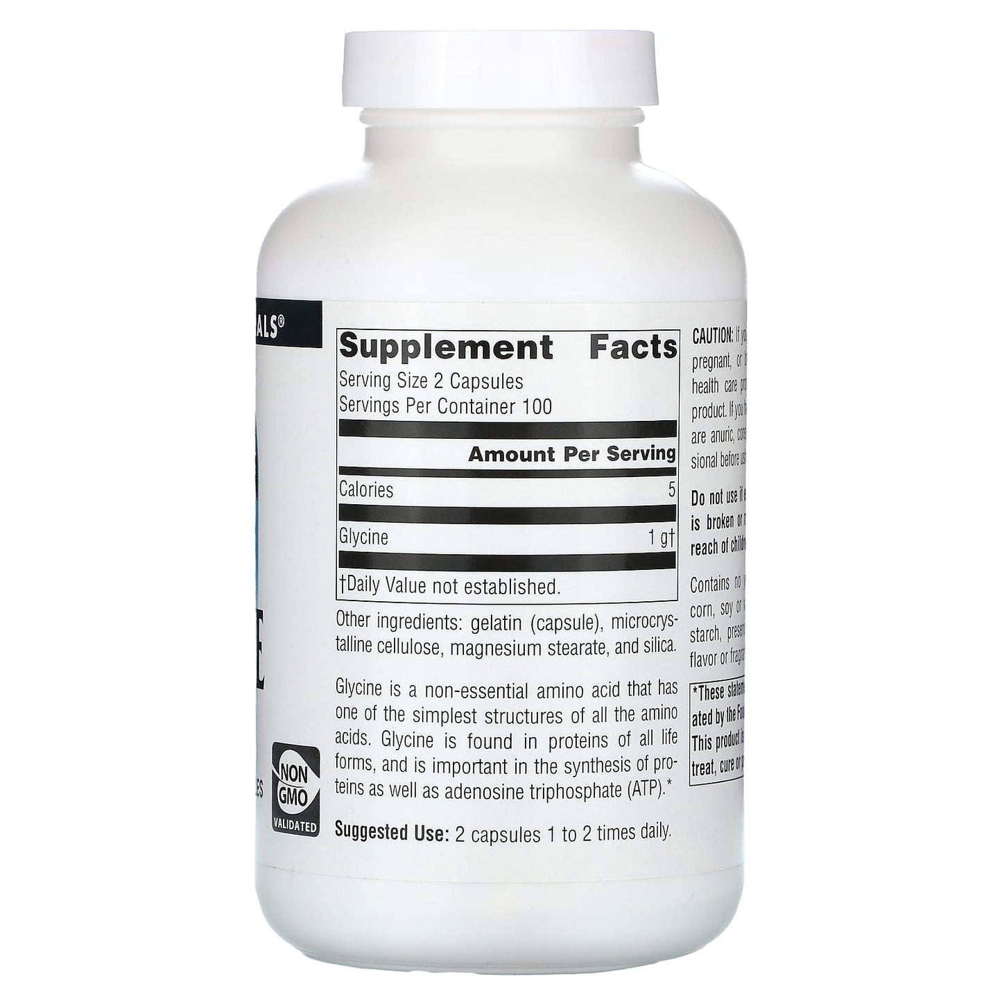 Source Naturals, Glycine, 1,000 mg, 200 Capsules (500 mg per Capsule) - Image 2