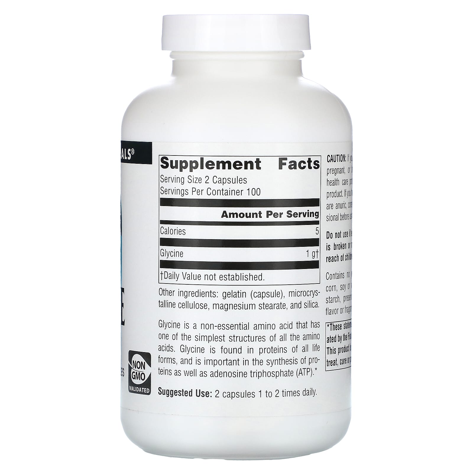 Source Naturals, Glycine, 1,000 mg, 200 Capsules (500 mg per Capsule) - Image 2
