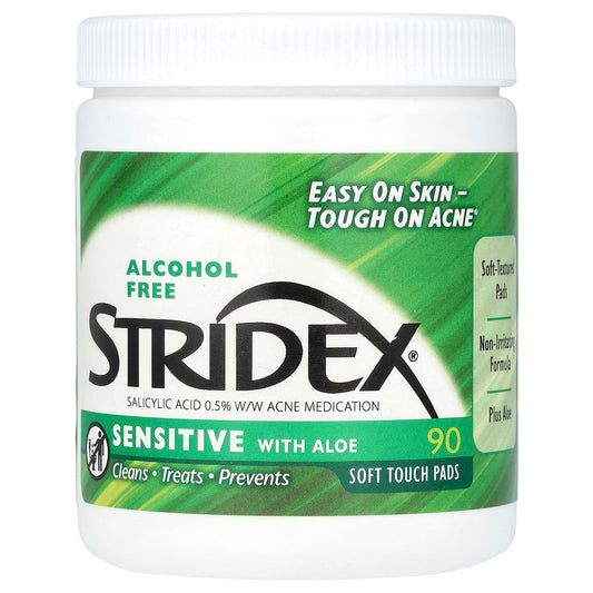 Stridex, Sensitive with Aloe, Alcohol Free, 90 Soft Touch Pads - Image 1