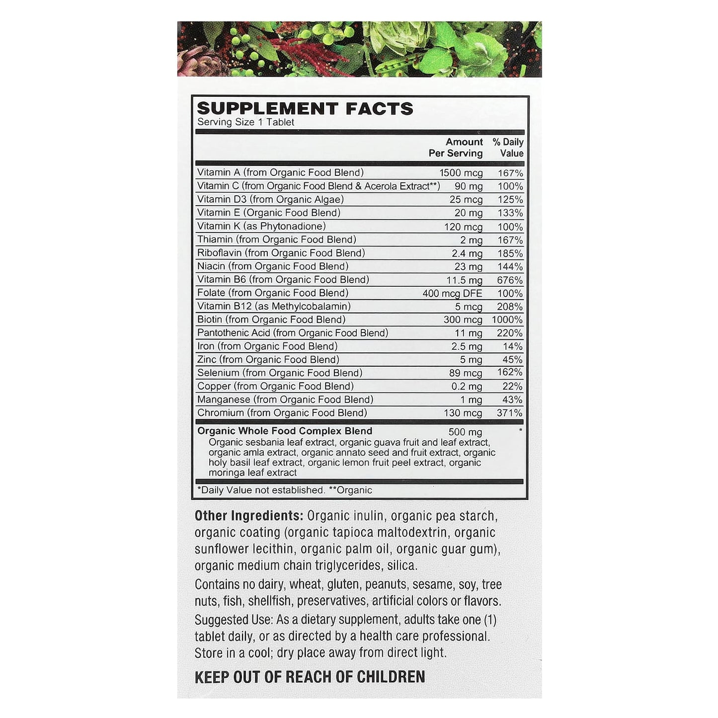 PlantFusion, Women's One-A-Day Multivitamin, Organic Vegan, 30 Vegan Tablet - Image 2