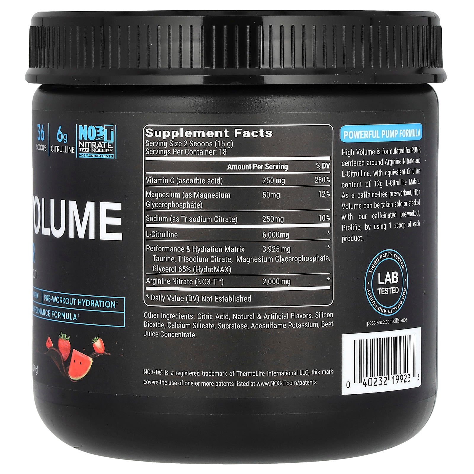 PEScience, High Volume, Pump Powder, Caffeine-Free, Melon Berry Twist, 9.5 oz (270 g) - Image 2