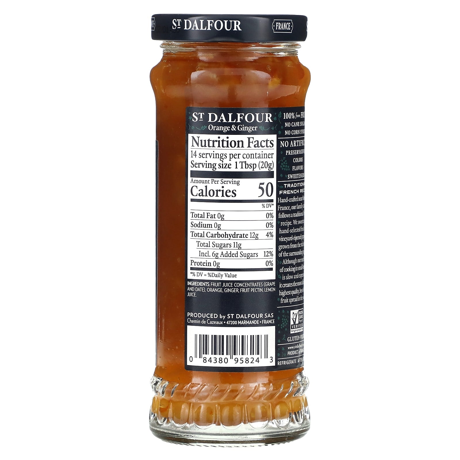 St. Dalfour, Orange & Ginger, Fruit Spread, 10 oz (284 g) - Image 2
