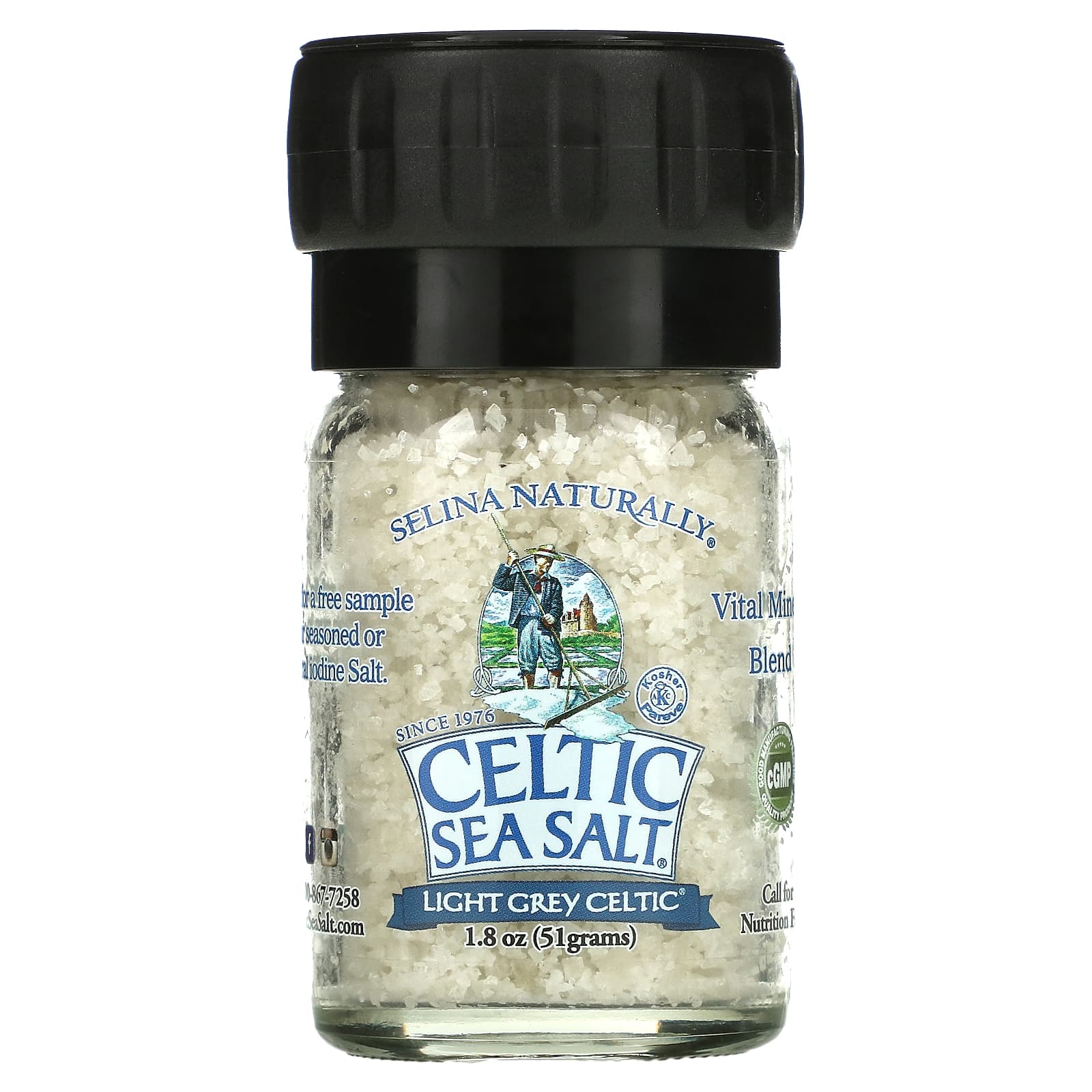 Celtic Sea Salt Light Grey Celtic - Mini Salt Grinder, 1.8 oz - Image 1