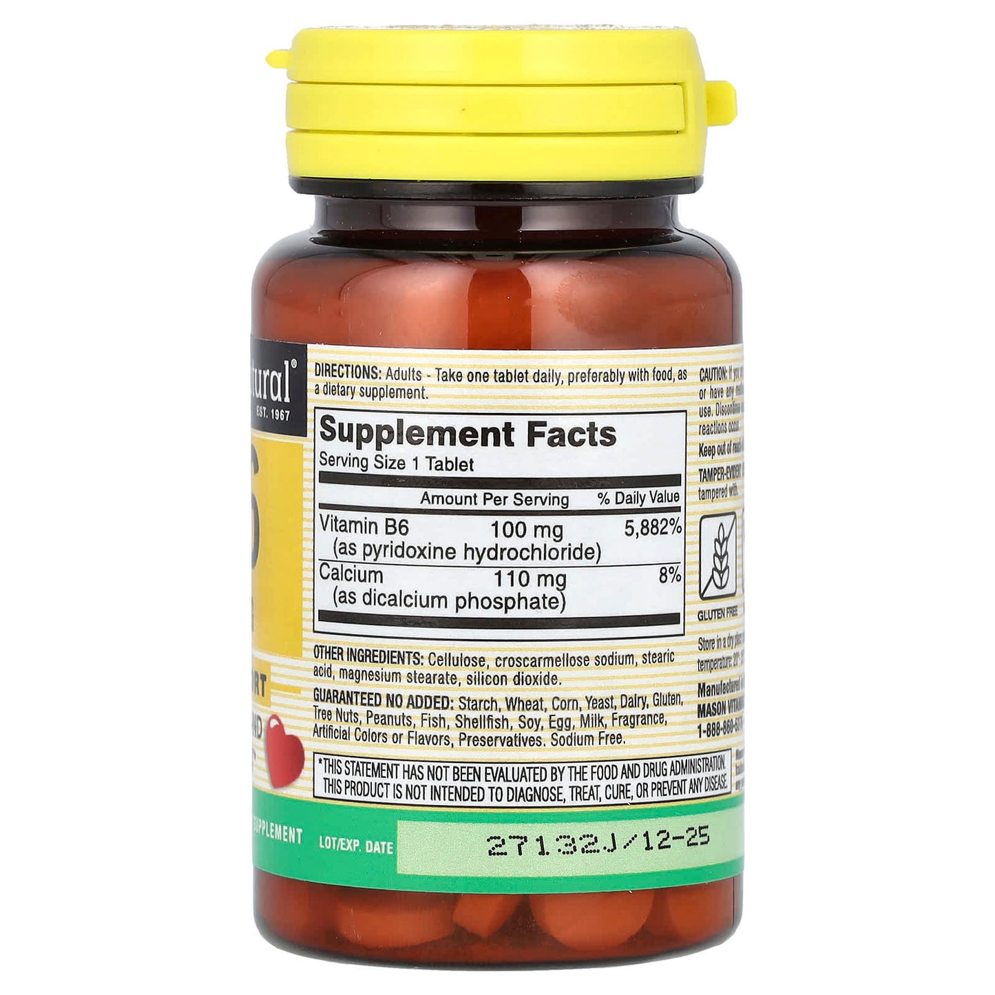 Mason Natural, Vitamin B6, 100 Tablets - Image 2