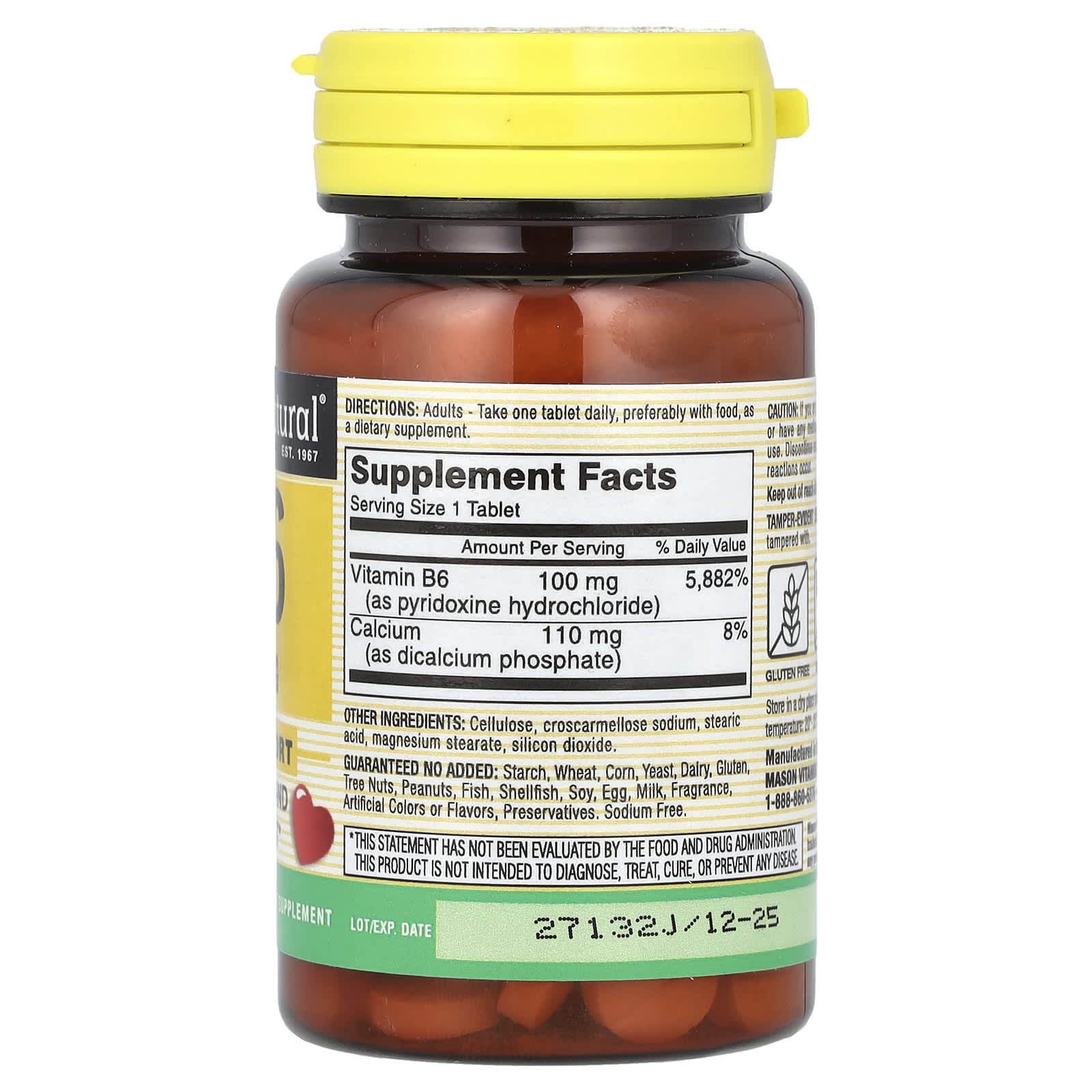 Mason Natural, Vitamin B6, 100 Tablets - Image 2