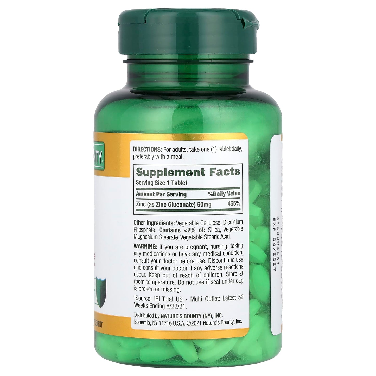 Nature's Bounty, Zinc, 50 mg, 200 Tablets - Image 2