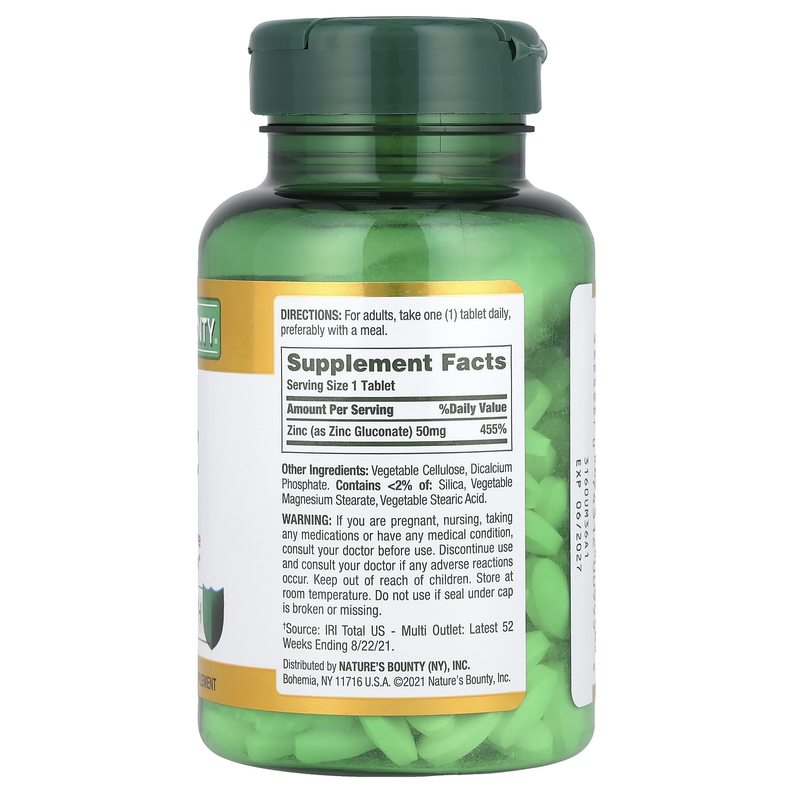 Nature's Bounty, Zinc, 50 mg, 200 Tablets - Image 2