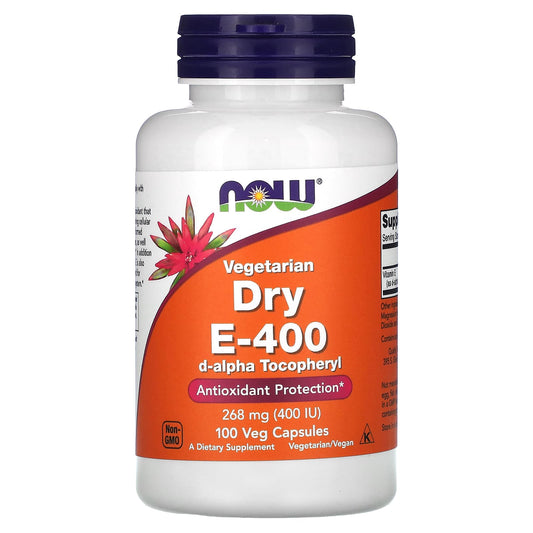 NOW Foods, Vegetarian Dry E-400, 268 mg (400 IU), 100 Veg Capsules - Image 1