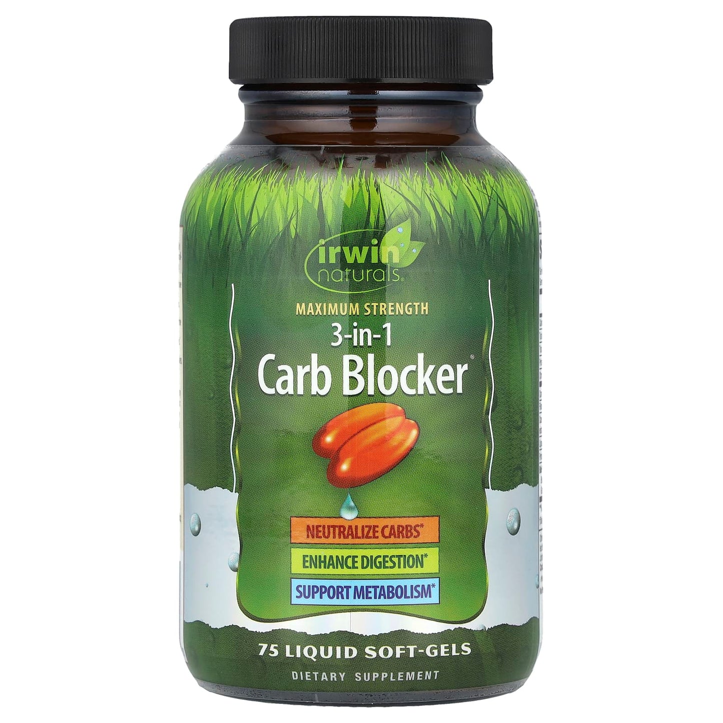 Irwin Naturals Carb Blocker Liquid Soft-Gels, Maximum Strength, 75 Count - Image 1
