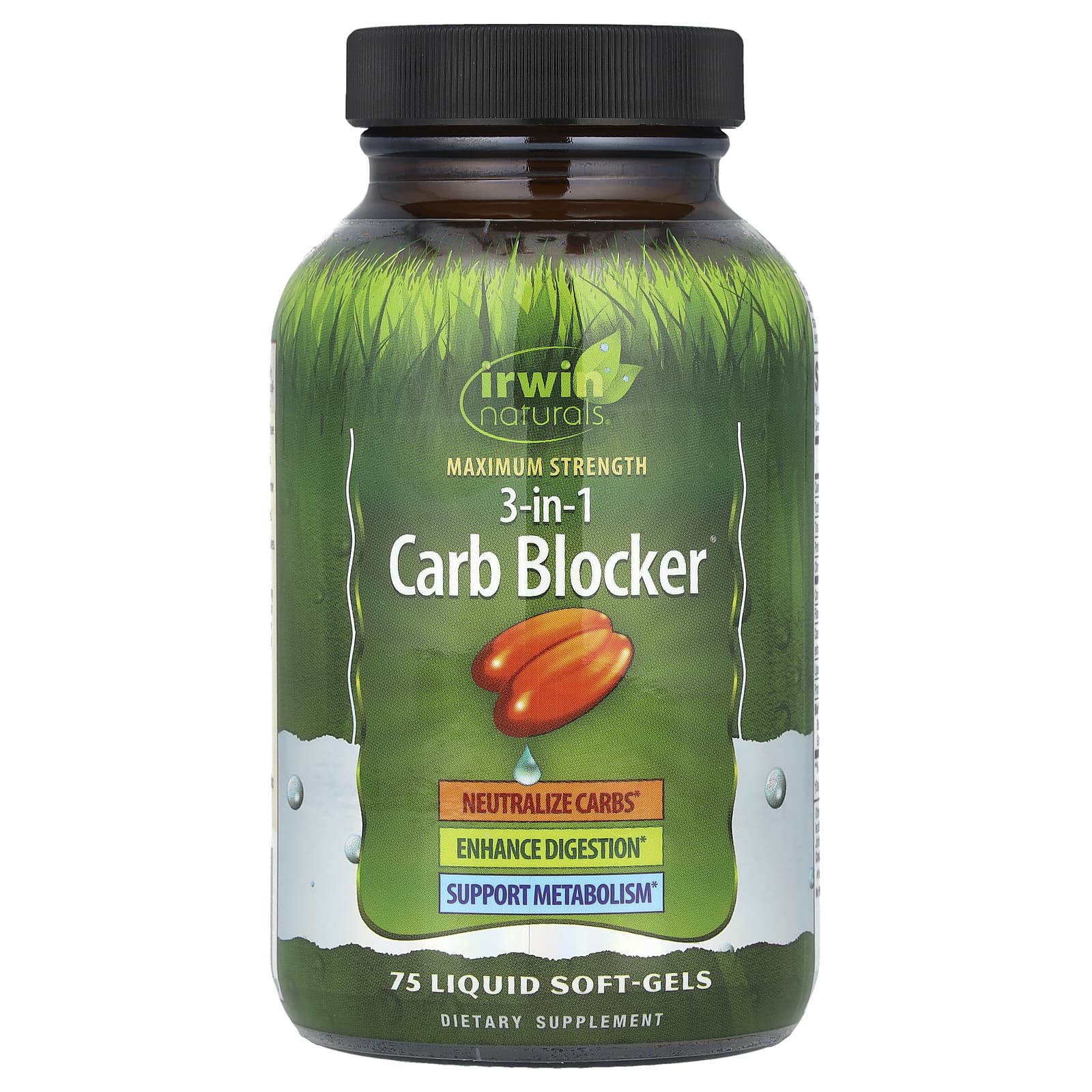 Irwin Naturals Carb Blocker Liquid Soft-Gels, Maximum Strength, 75 Count - Image 1