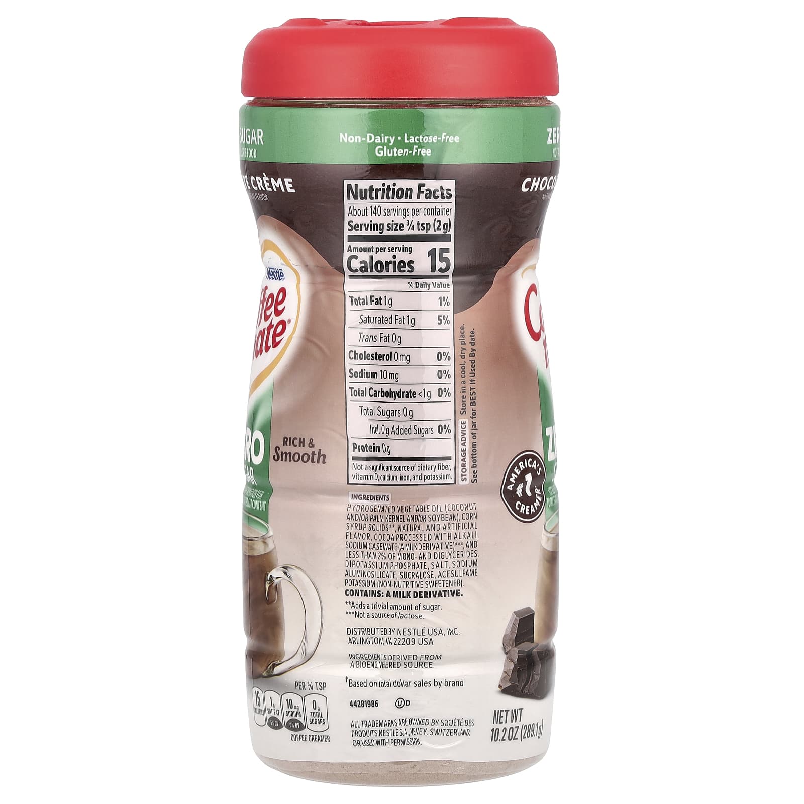 Coffee Mate, Powder Coffee Creamer, Sugar Free, Chocolate Creme, 10.2 oz (289.1 g)
