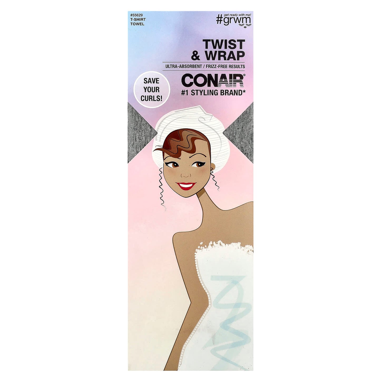 Conair Ultra-Absorbent Soft T-Shirt Towel for Frizz-Free Curls - Image 1