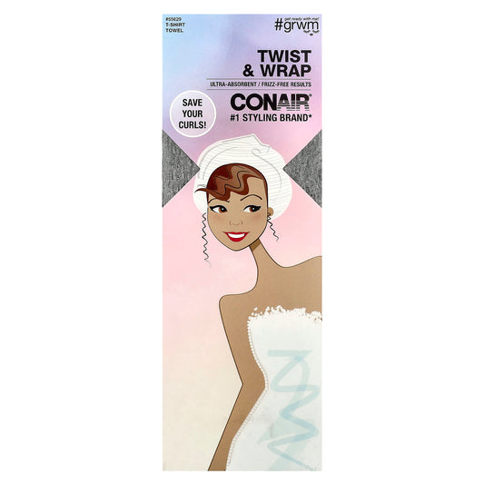 Conair Ultra-Absorbent Soft T-Shirt Towel for Frizz-Free Curls - Image 1