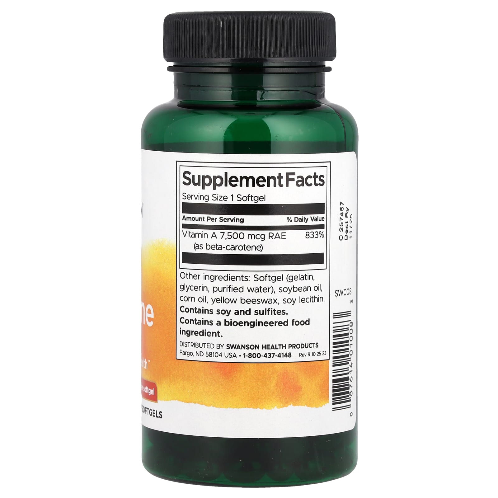Swanson, Beta Carotene, 25,000 IU (7,500 mcg RAE), 300 Softgels - Image 2