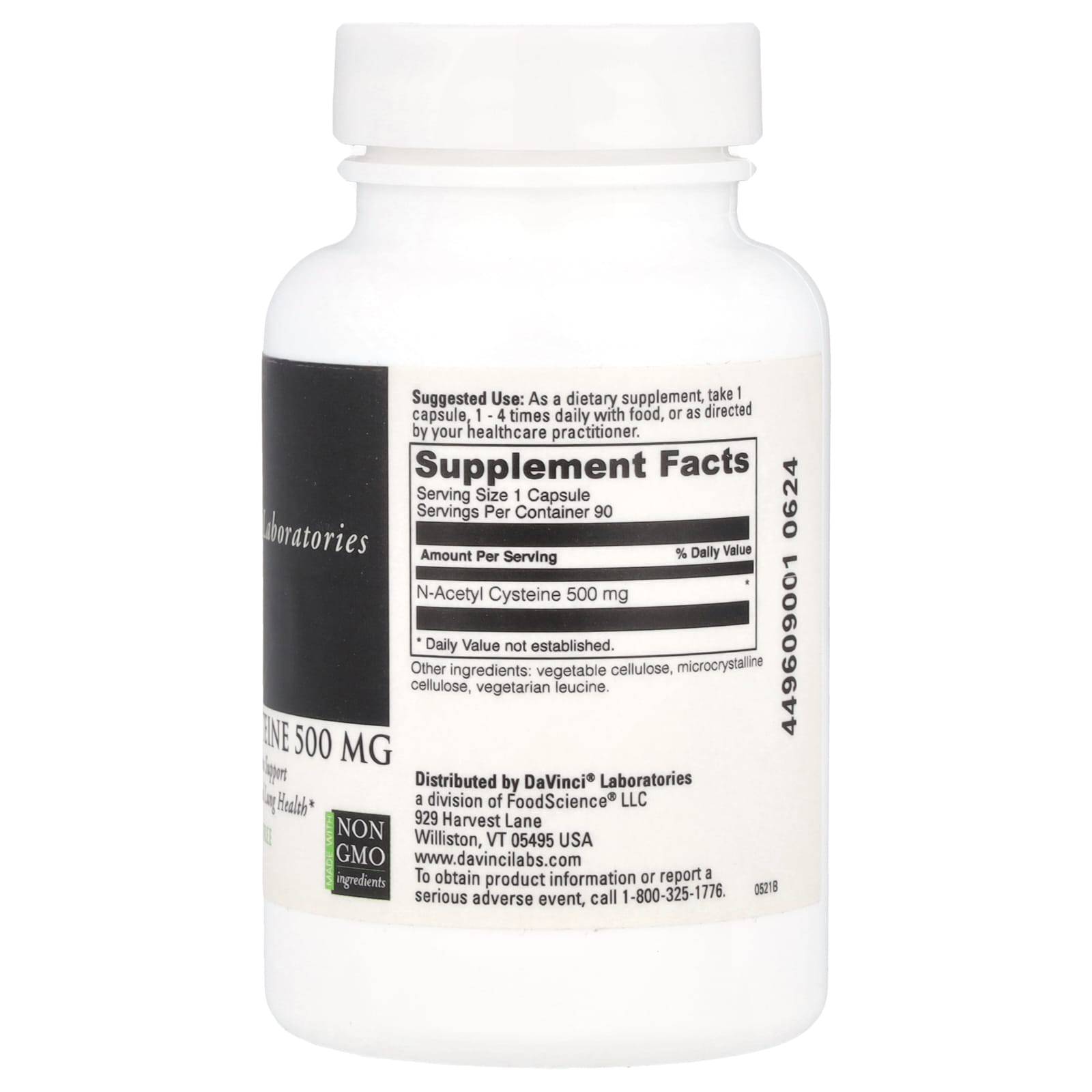 DaVinci Labs N-Acetyl Cysteine Supplement 500mg for Immune System & Lung Health - Image 2