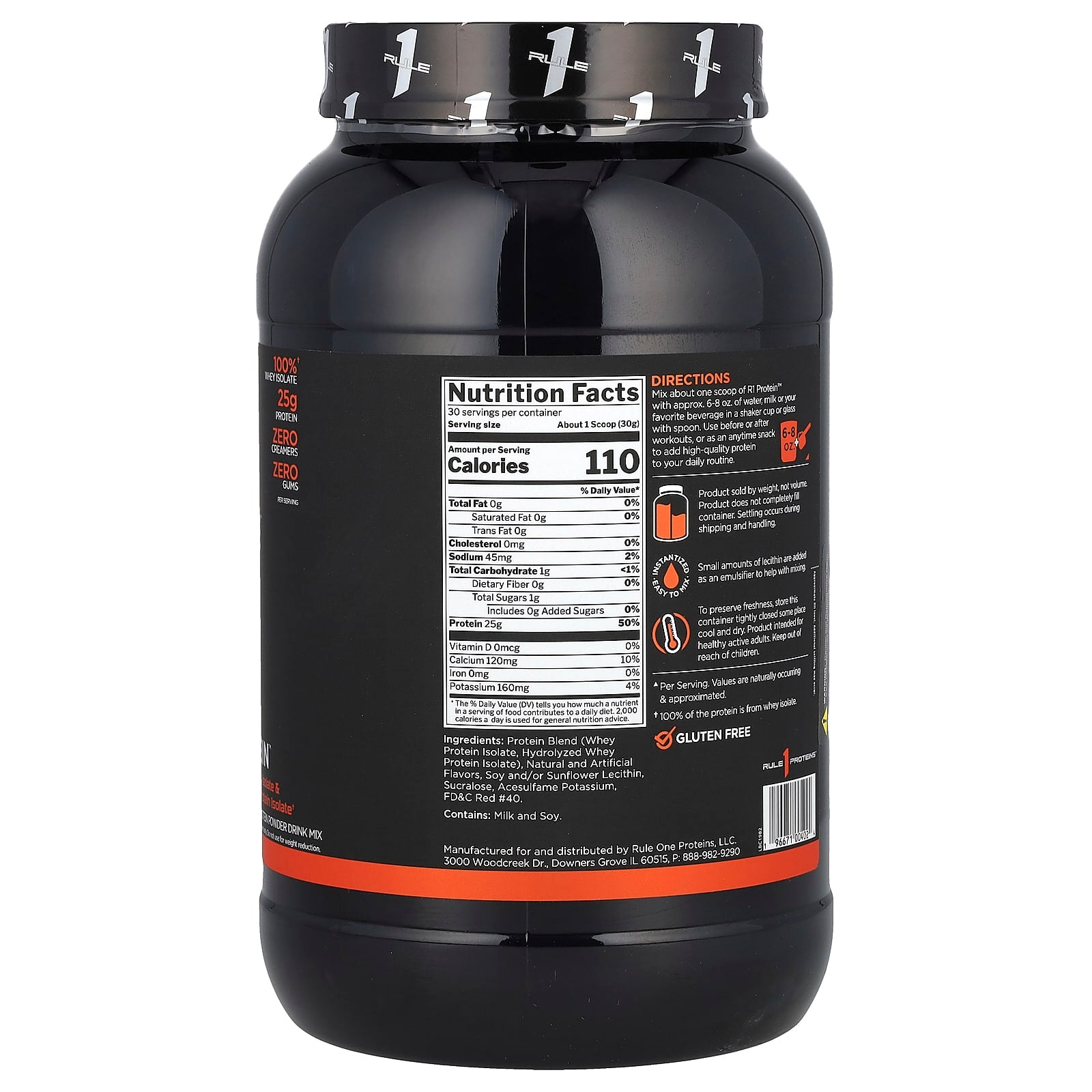 Rule One Proteins, R1 Protein Powder Drink Mix, Strawberries & Creme, 1.98 lb (900 g) - Image 2