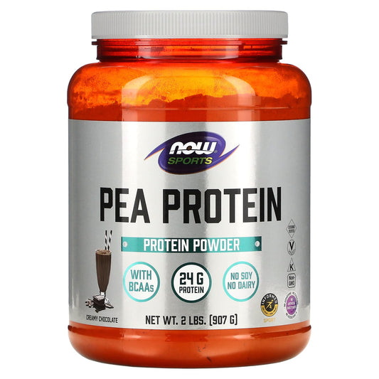 NOW Foods, Sports, Pea Protein Powder, Creamy Chocolate, 2 lbs (907 g) - Image 1