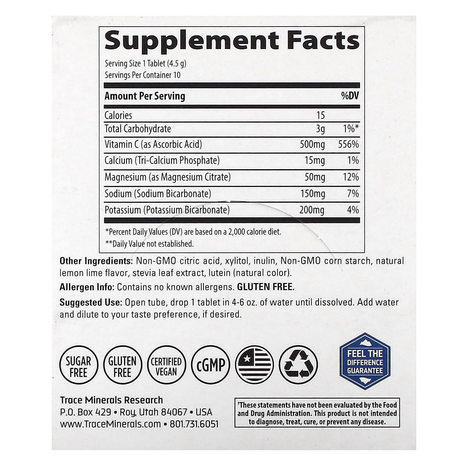 Trace, TM Sport, Max-Hydrate Immunity Effervescent Tablets, Lemon Lime, 8 Tubes, 10 Tablets Each - Image 2