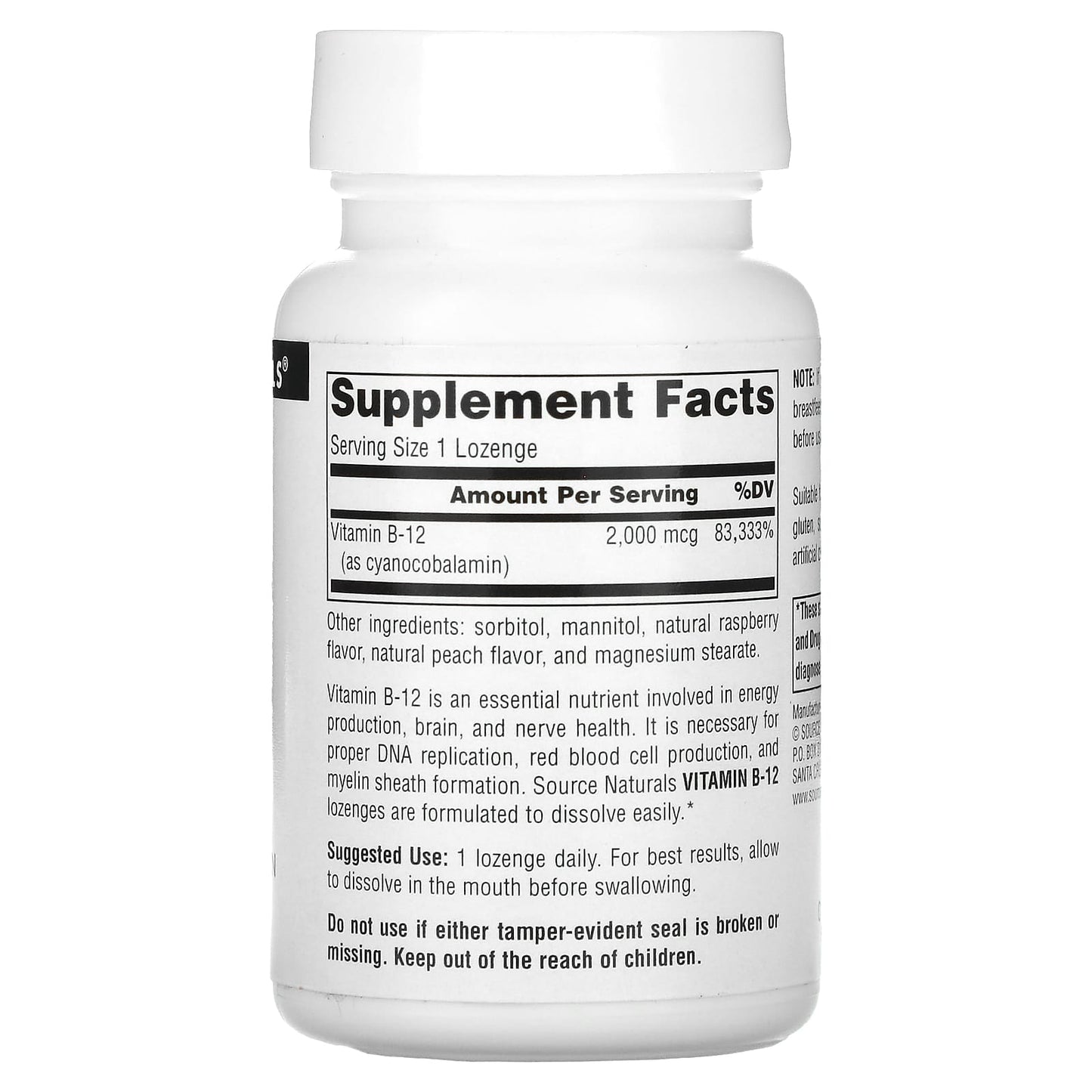 Source Naturals, B-12, 2,000 mcg, 100 Lozenges - Image 2