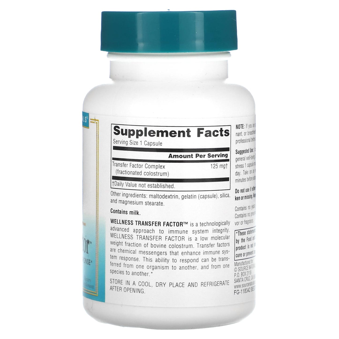 Source Naturals, Wellness, Transfer Factor, 125 mg, 60 Capsules - Image 2