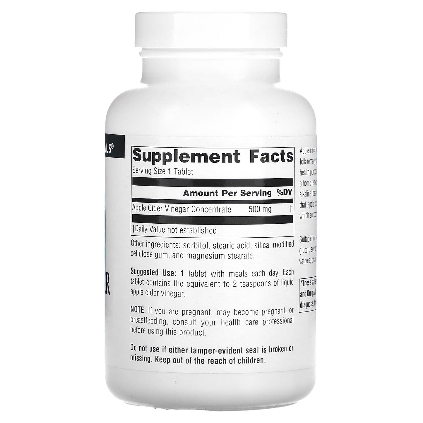 Source Naturals, Apple Cider Vinegar, 500 mg, 180 Tablets - Image 2