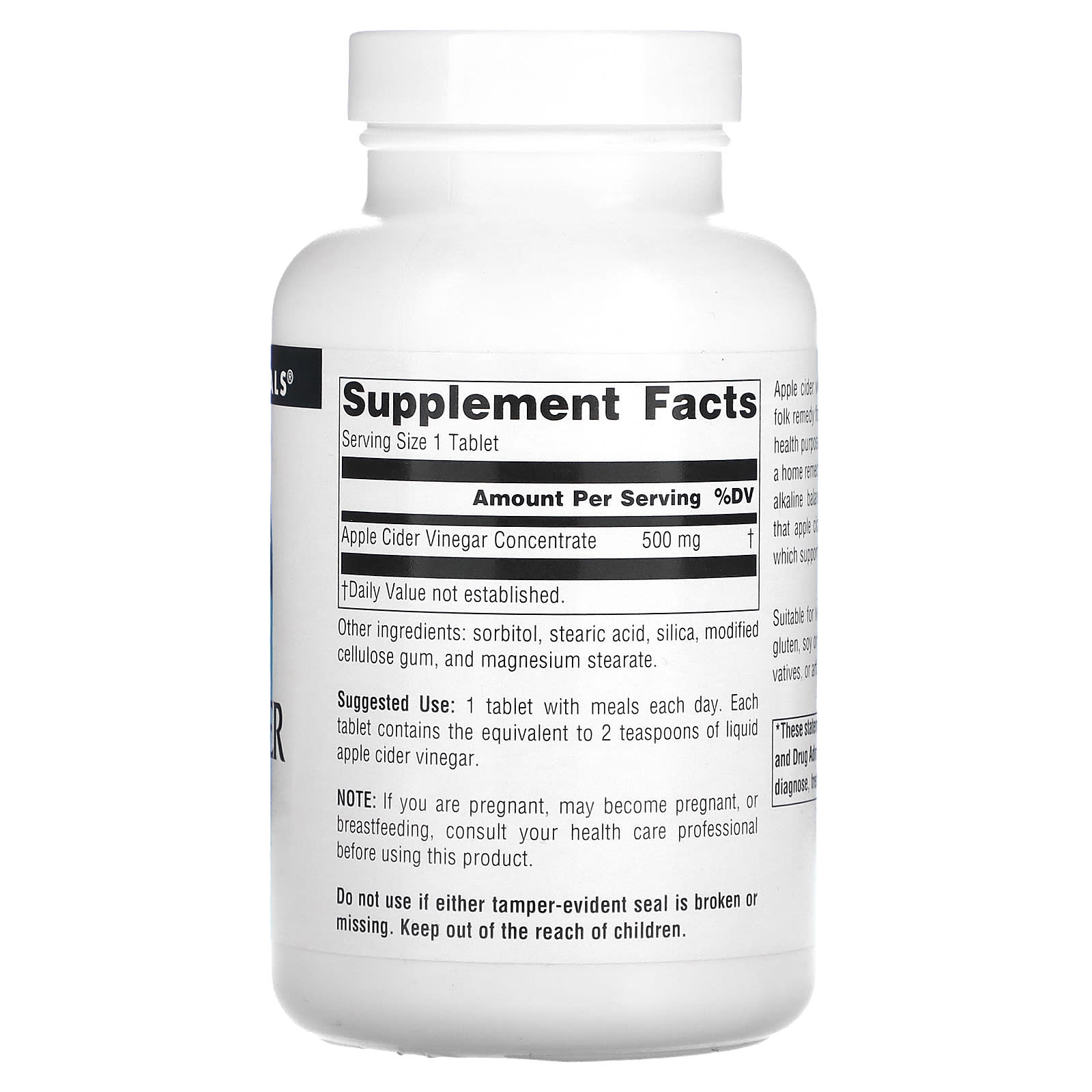 Source Naturals, Apple Cider Vinegar, 500 mg, 180 Tablets - Image 2
