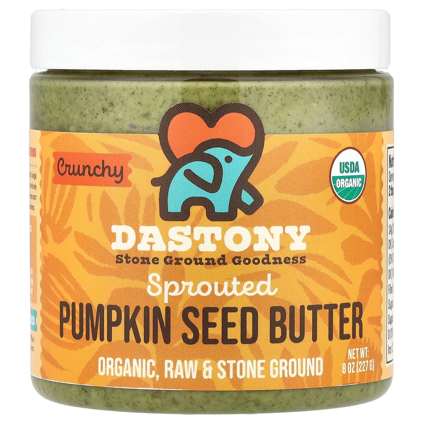Dastony USDA Organic Sprouted Pumpkin Seed Butter 8 oz, Crunchy - Image 1
