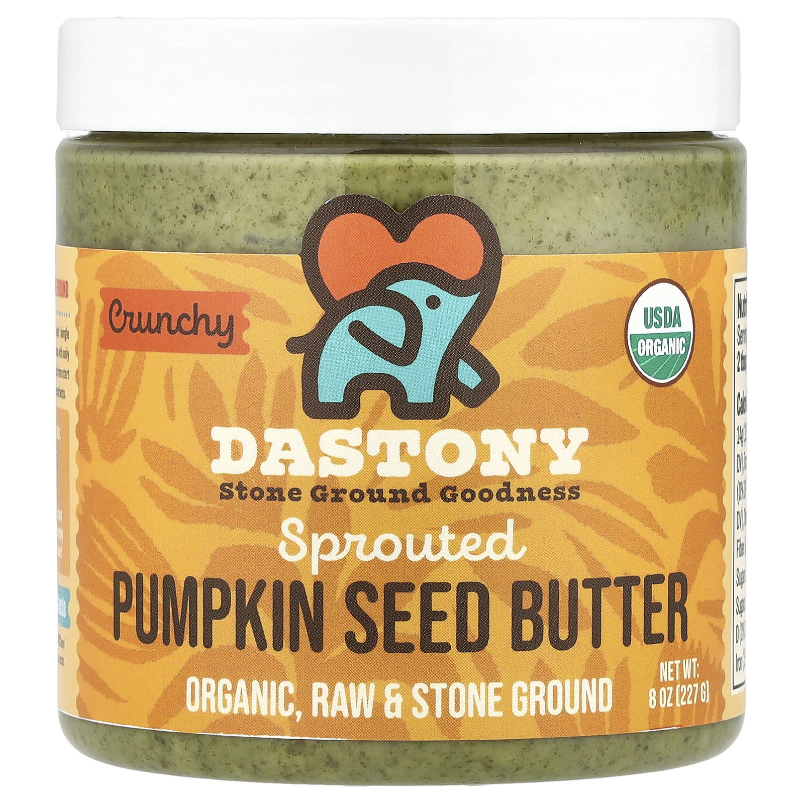 Dastony USDA Organic Sprouted Pumpkin Seed Butter 8 oz, Crunchy - Image 1