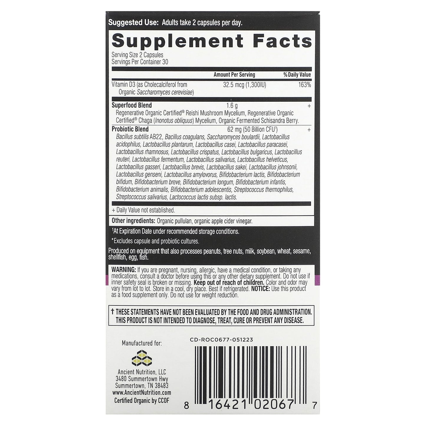 Women's Extra Strength Probiotics by Ancient Nutrition - 60 Capsules - Image 2