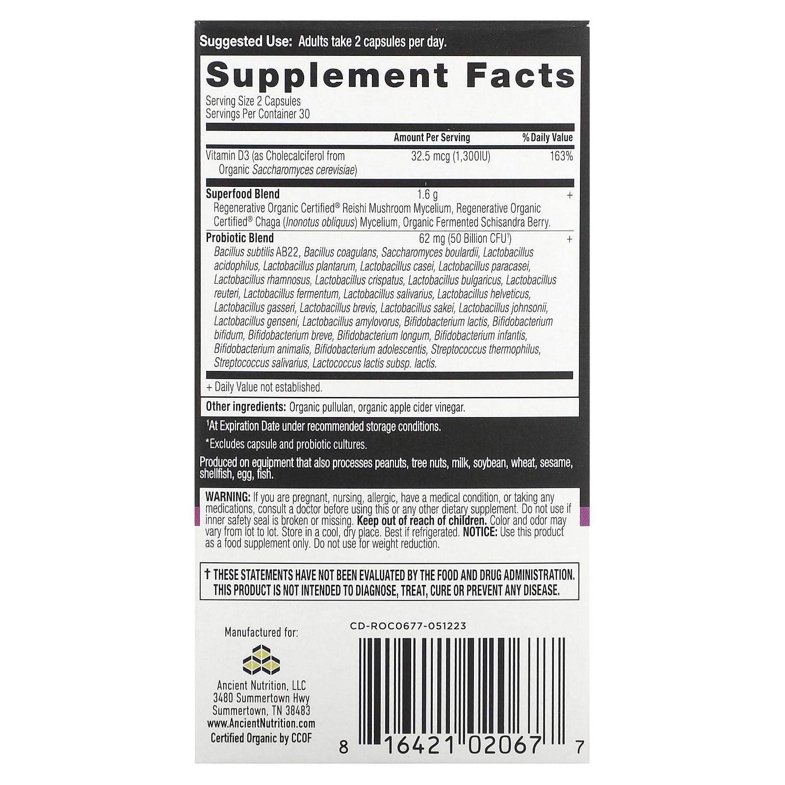 Women's Extra Strength Probiotics by Ancient Nutrition - 60 Capsules - Image 2