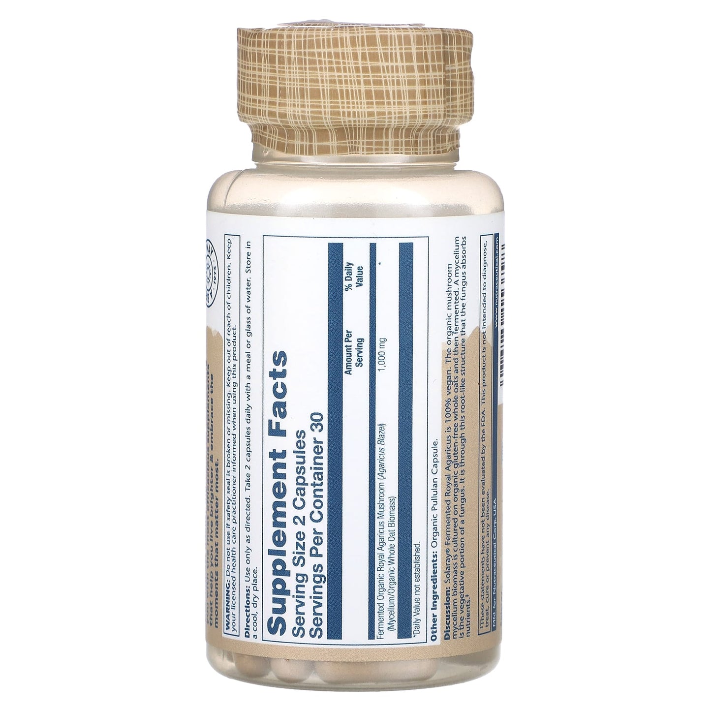 Solaray, Fermented Royal Agaricus, Mushrooms, 60 Organic Capsules (500 mg per Capsule) - Image 2