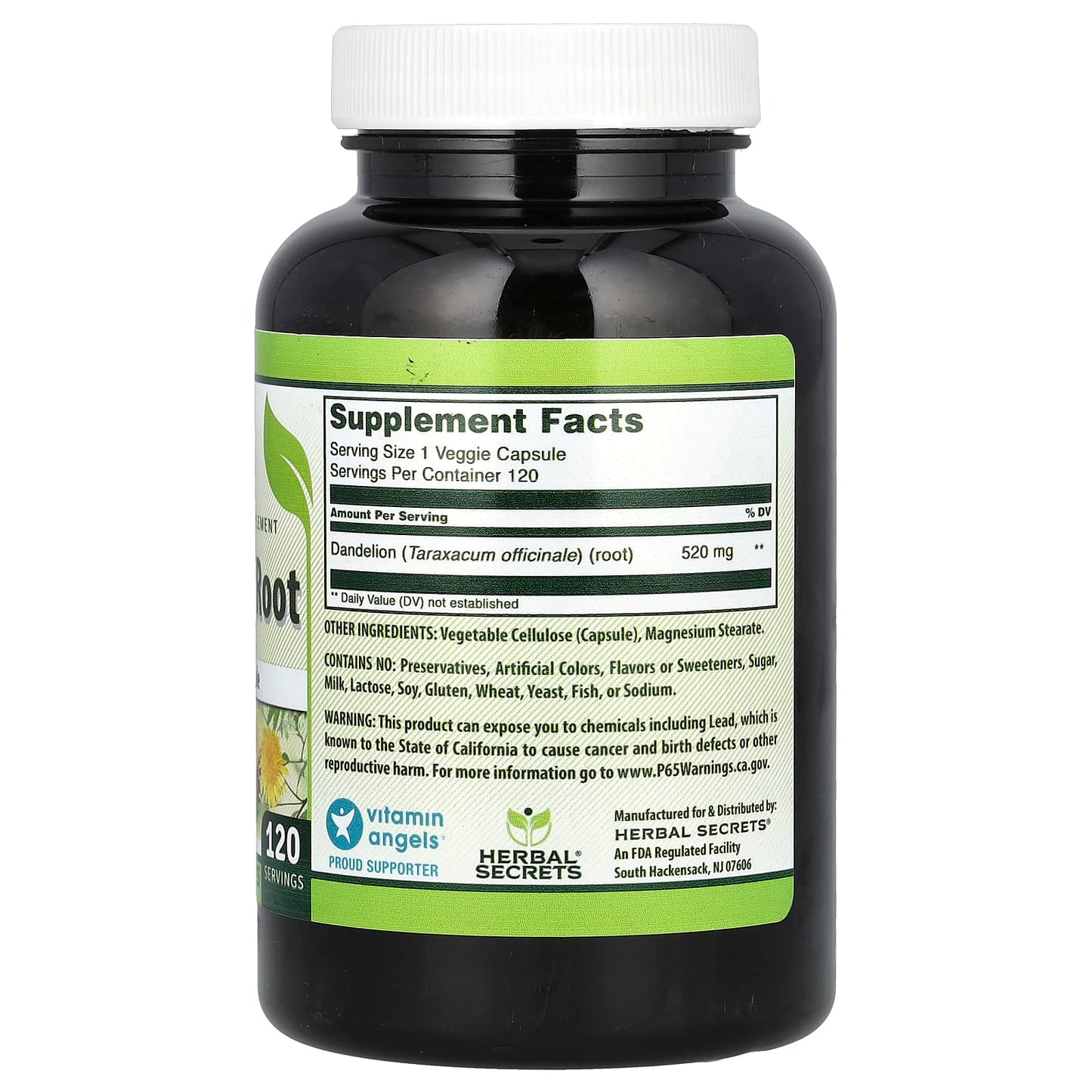 Dandelion Root Supplement by Herbal Secrets, 100% Natural, 120 Capsules - Image 2