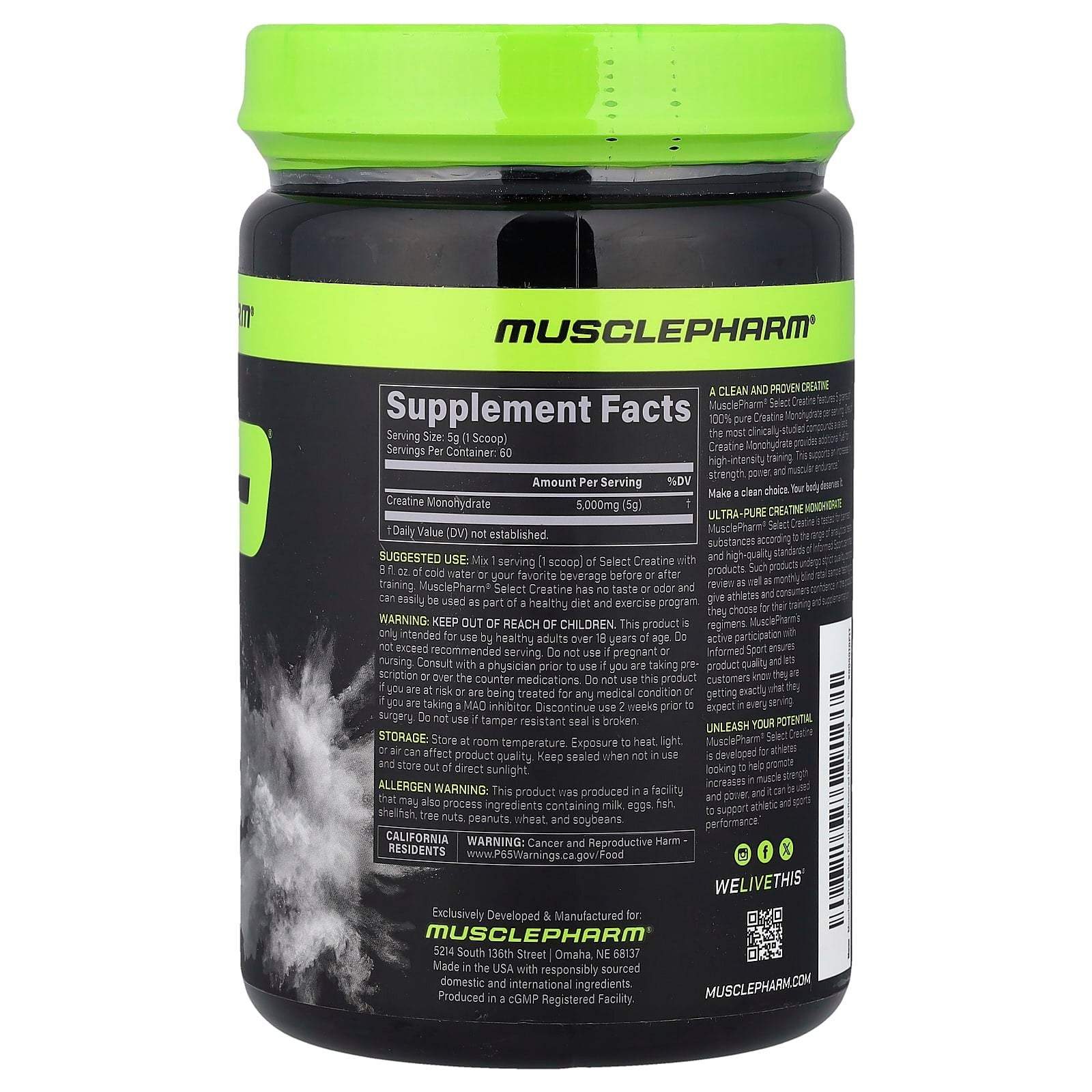 MusclePharm, Essentials, Creatine, Unflavored, 0.66 lbs (300 g) - Image 2