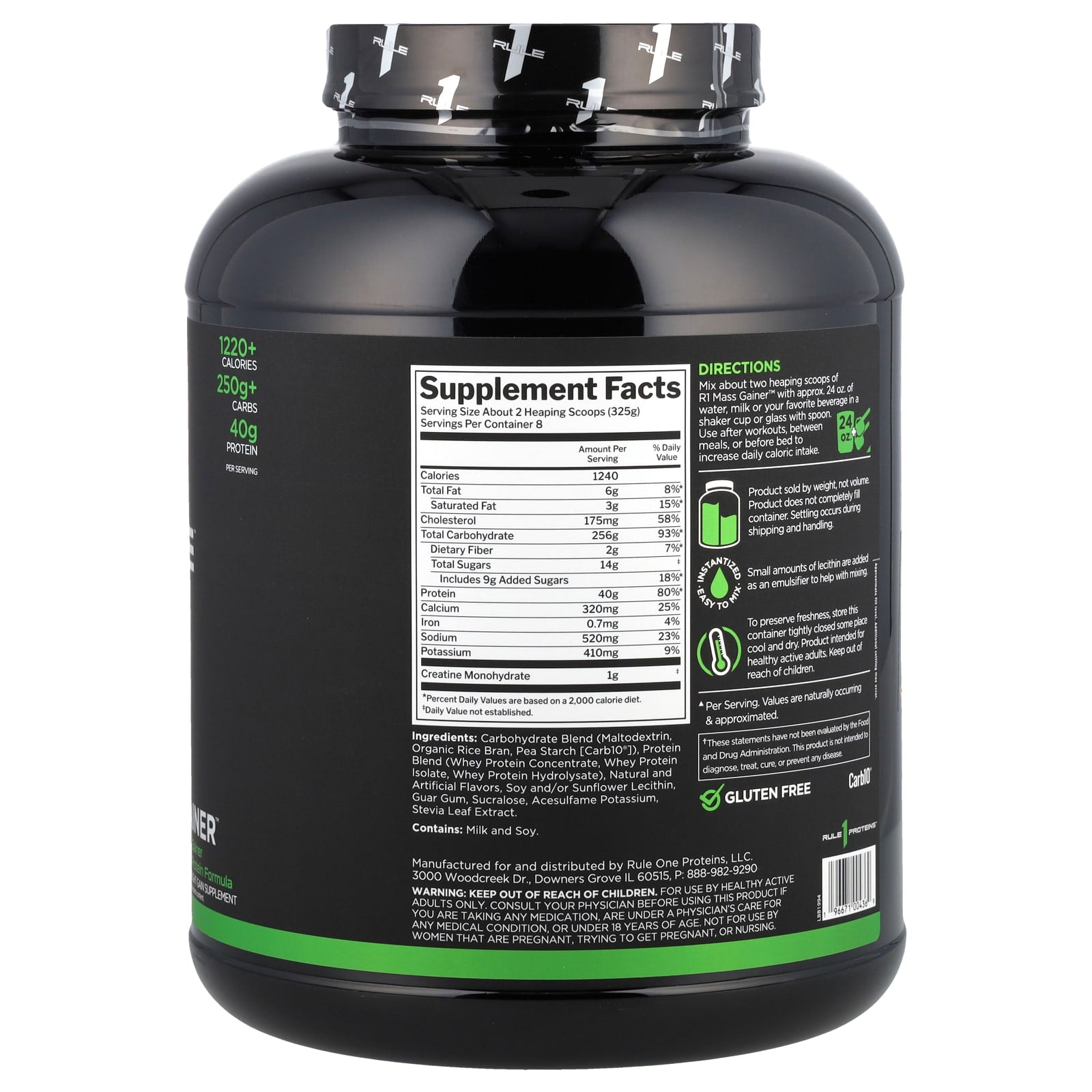 Rule One Proteins, Mass Gainer™, Vanilla Creme, 5.73 lb (2.6 kg) - Image 2