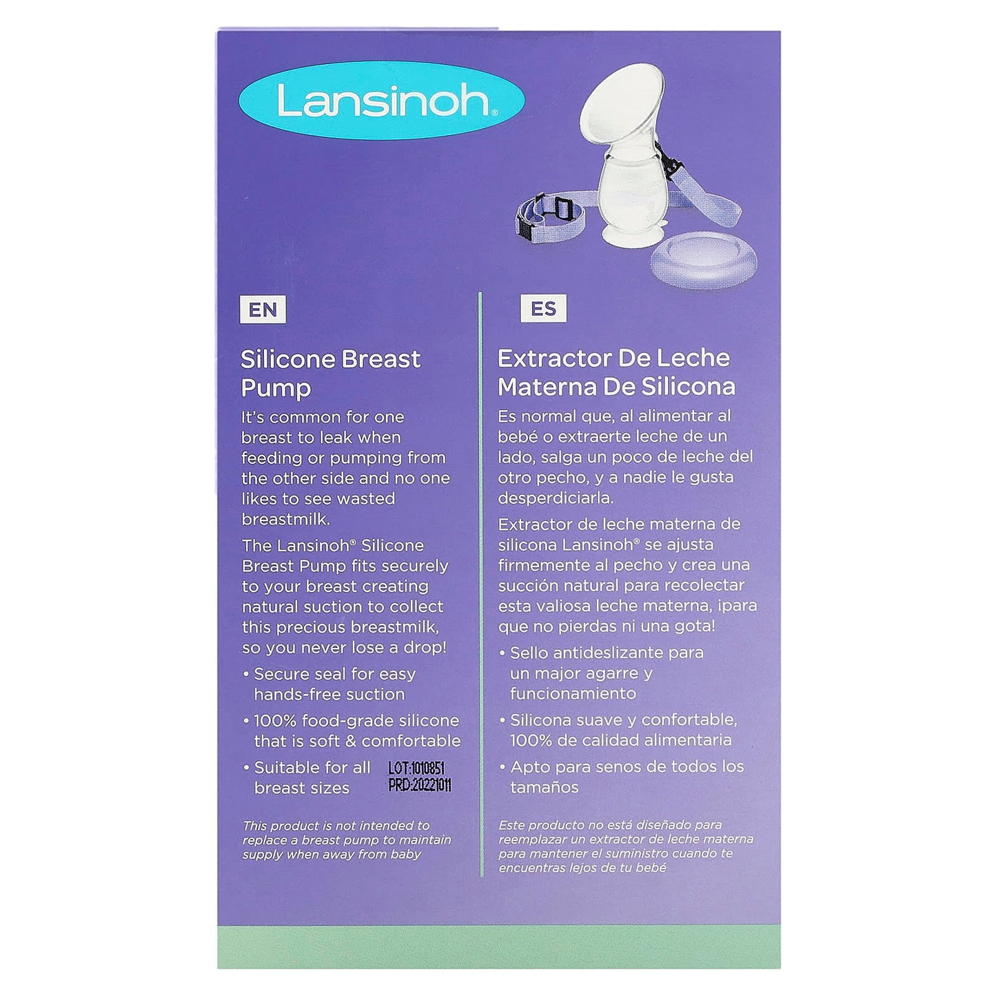 Lansinoh, Silicone Breast Pump, 1 Pump, Strap & Cap - Image 2