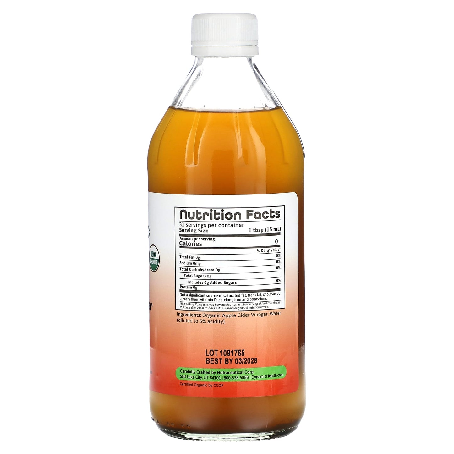 Dynamic Health USDA Organic Apple Cider Vinegar with Mother 473ml - Image 2