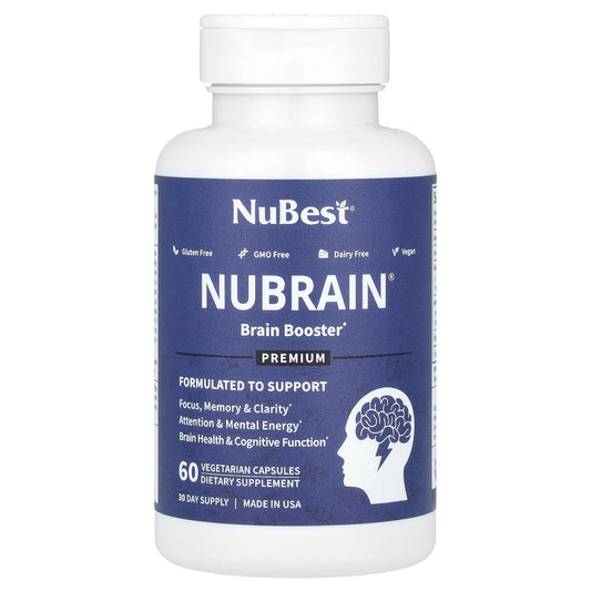 NuBest, Nubrain, Brain Booster, 60 Vegetarian Capsules - Image 1