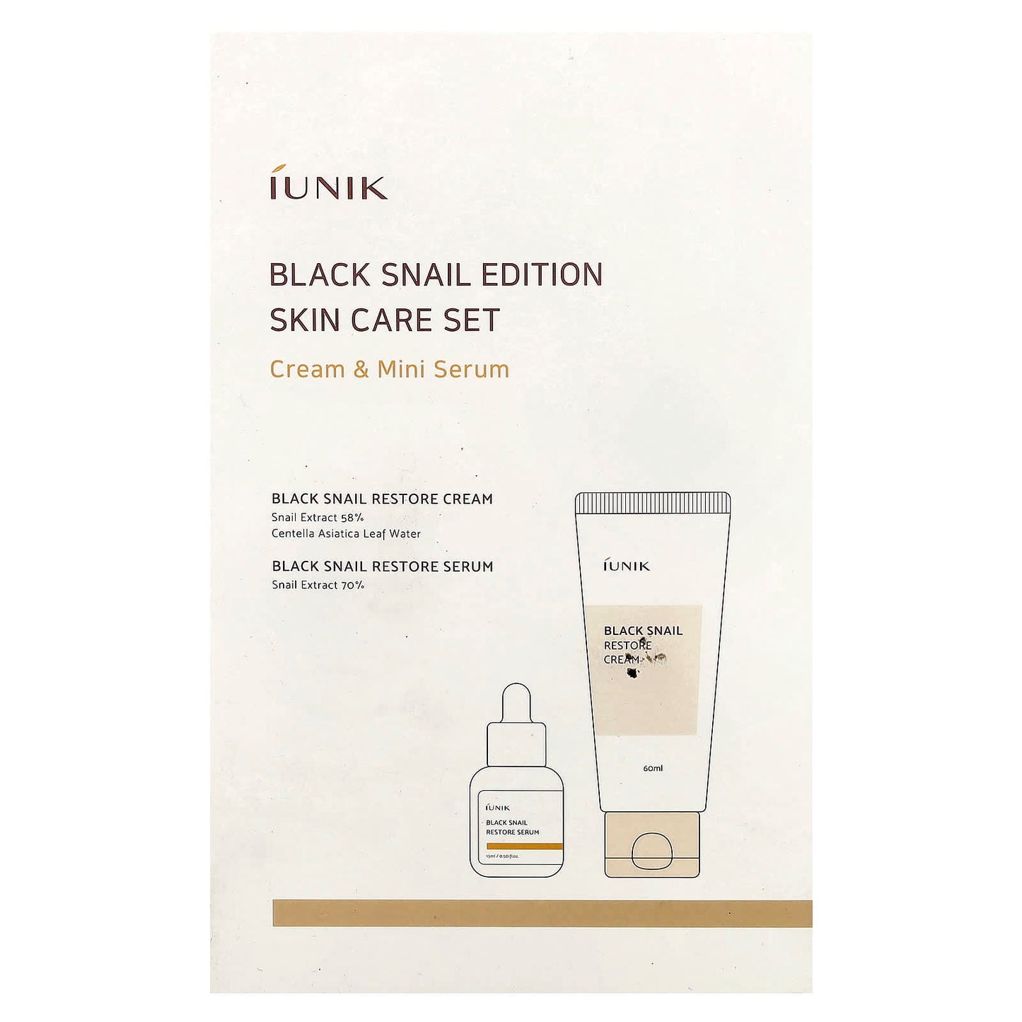 iUNIK Black Snail Skin Care Set - 2 Piece Cream & Serum Set - Image 2