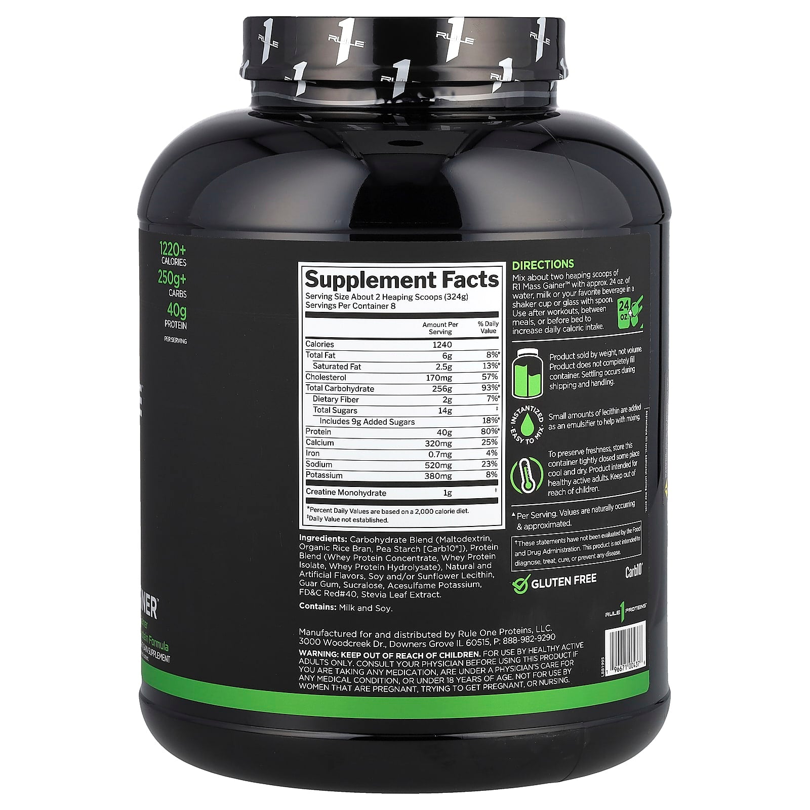 Rule One Proteins, Mass Gainer™, Strawberries & Creme, 5.71 lb (2.59 kg) - Image 2