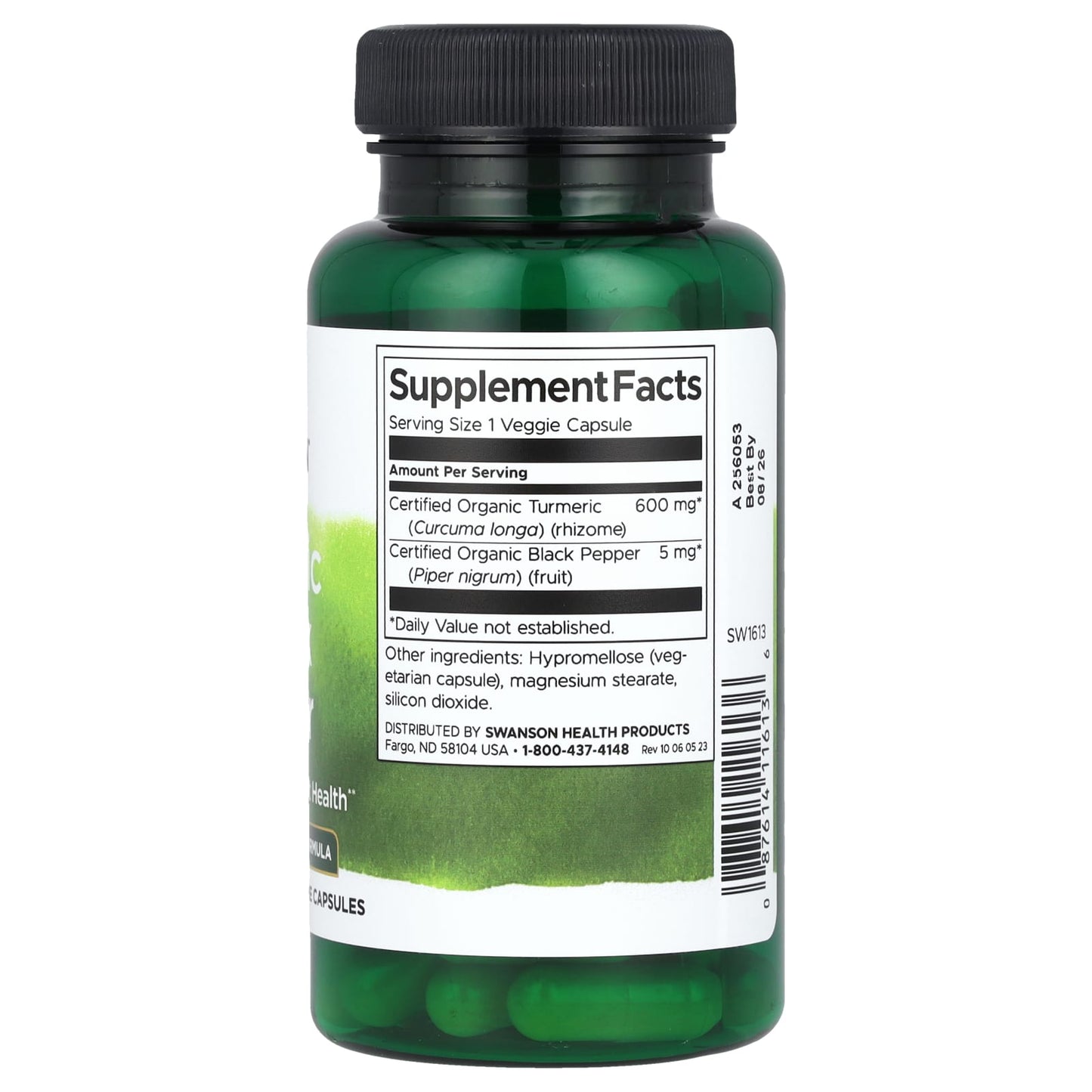 Swanson, Turmeric & Black Pepper, 60 Veggie Capsules - Image 2