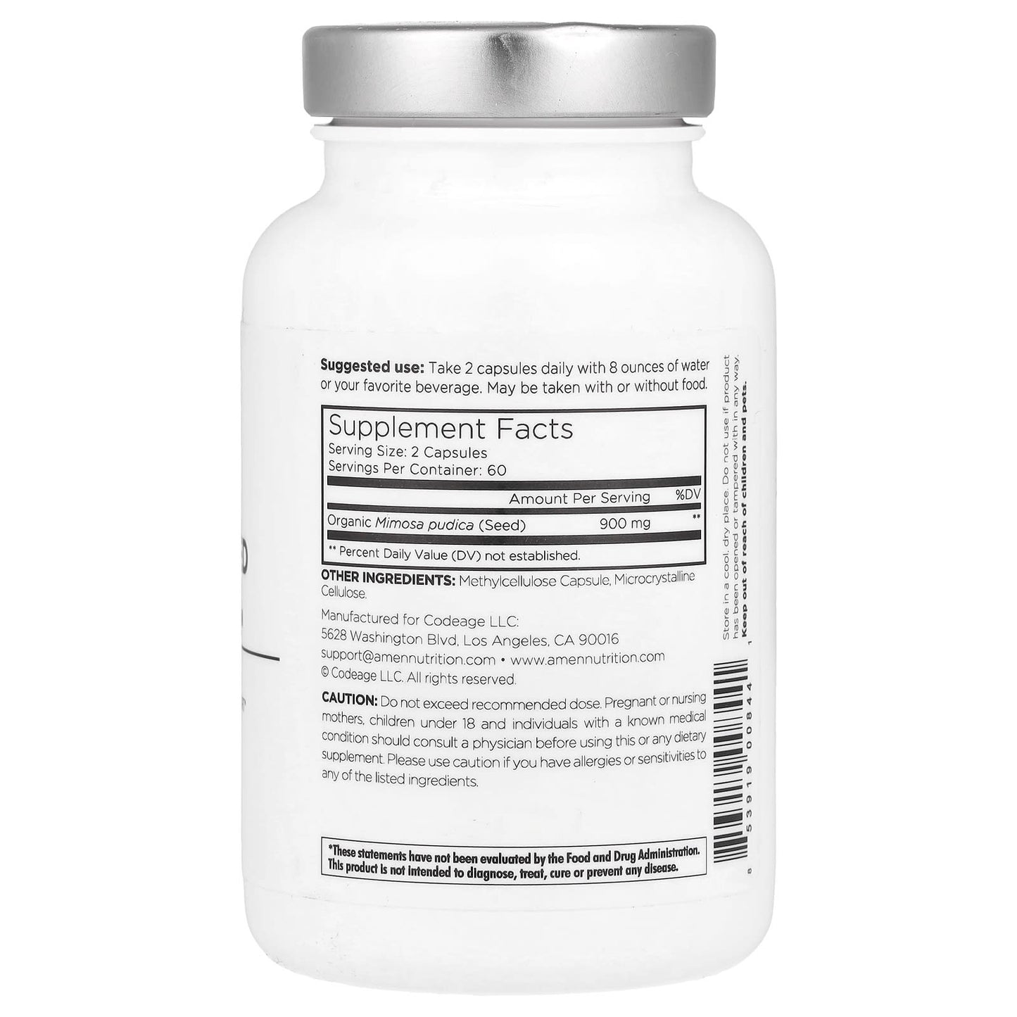 CodeAge Mimosa Pudica Seed Supplement, 450mg, 120 Capsules - Image 2
