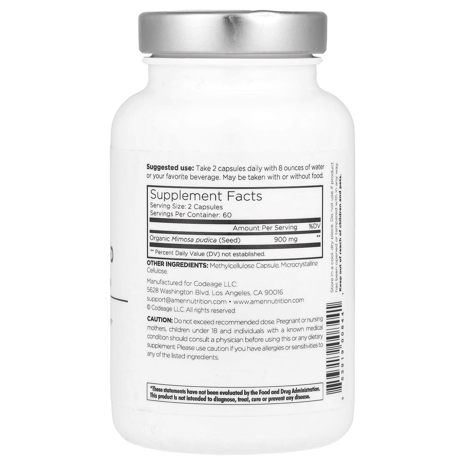 CodeAge Mimosa Pudica Seed Supplement, 450mg, 120 Capsules - Image 2