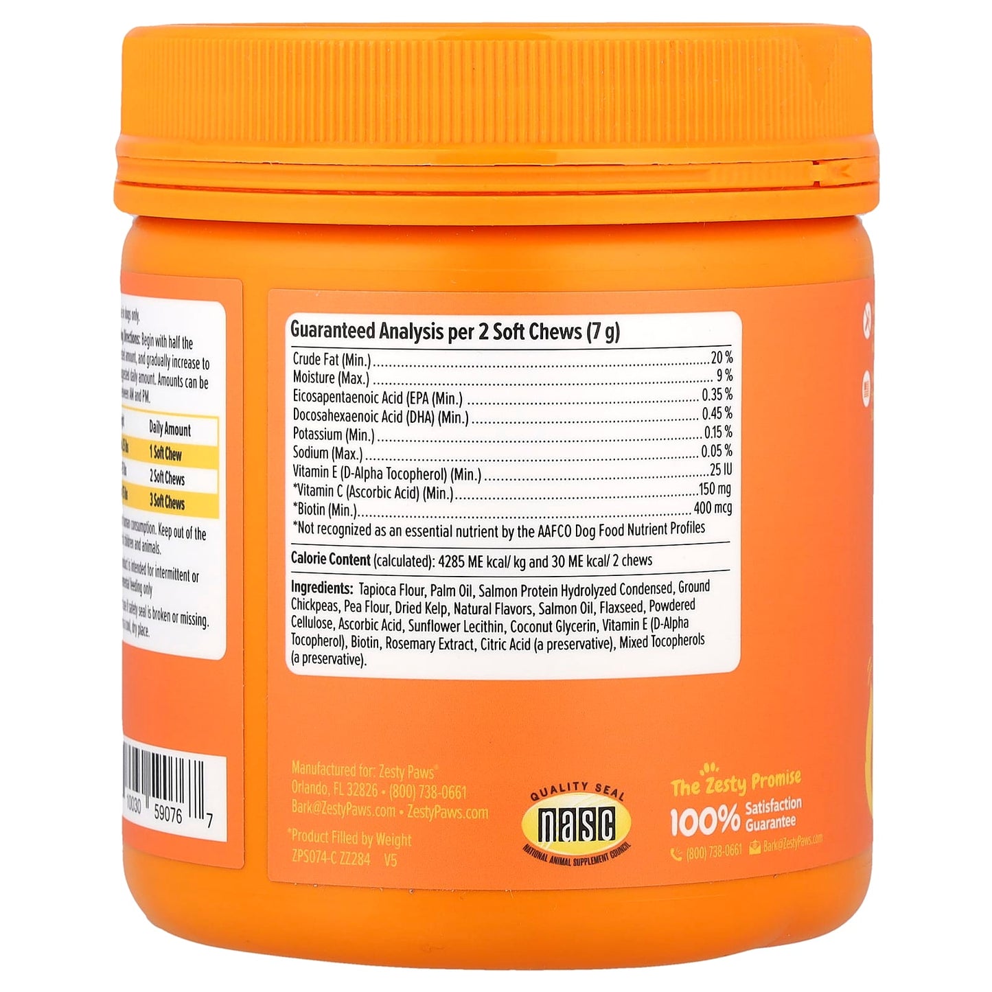Zesty Paws, Skin & Coat Bites + Salmon Oil, For Dogs, All Ages, Bacon, 90 Soft Chews, 11.1 oz (315 g) - Image 2